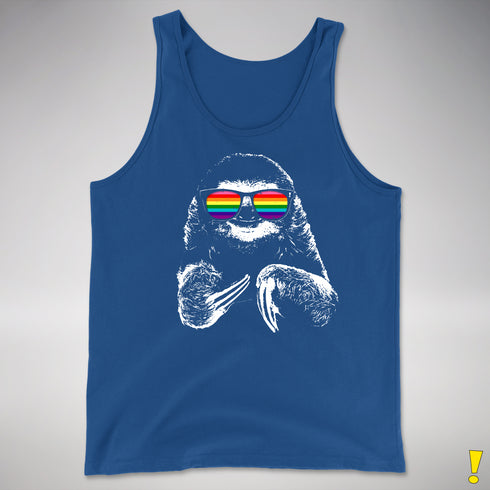 Gilbert Baker LGBTQ Pride Sloth Rainbow Flag Sunglasses Premium Tank - Royal Blue